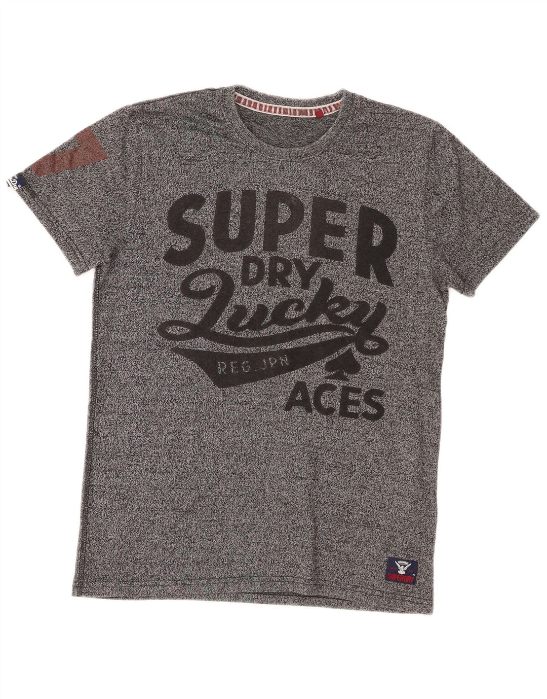 Superdry camiseta masculina gráfica top pequeno algodão manchado cinza