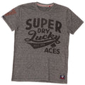 Superdry camiseta masculina gráfica top pequeno algodão manchado cinza