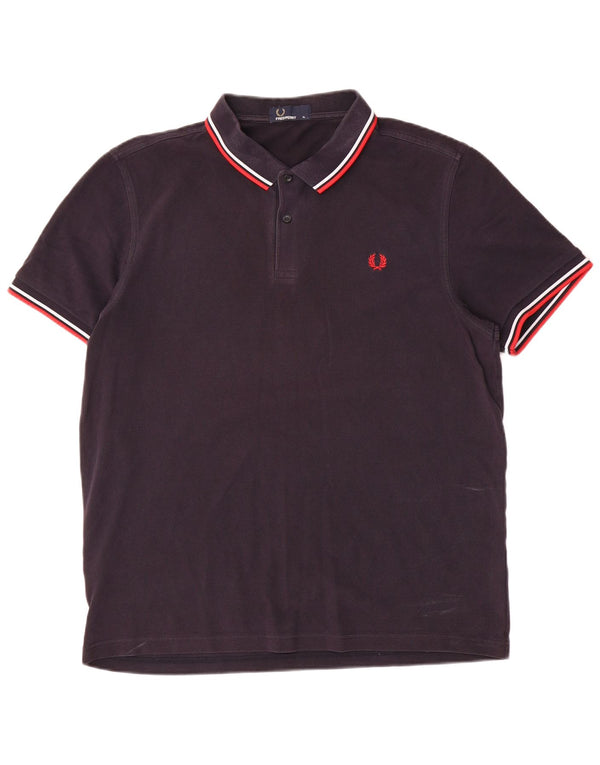 Camisa polo masculina Fred Perry XL azul marinho algodão
