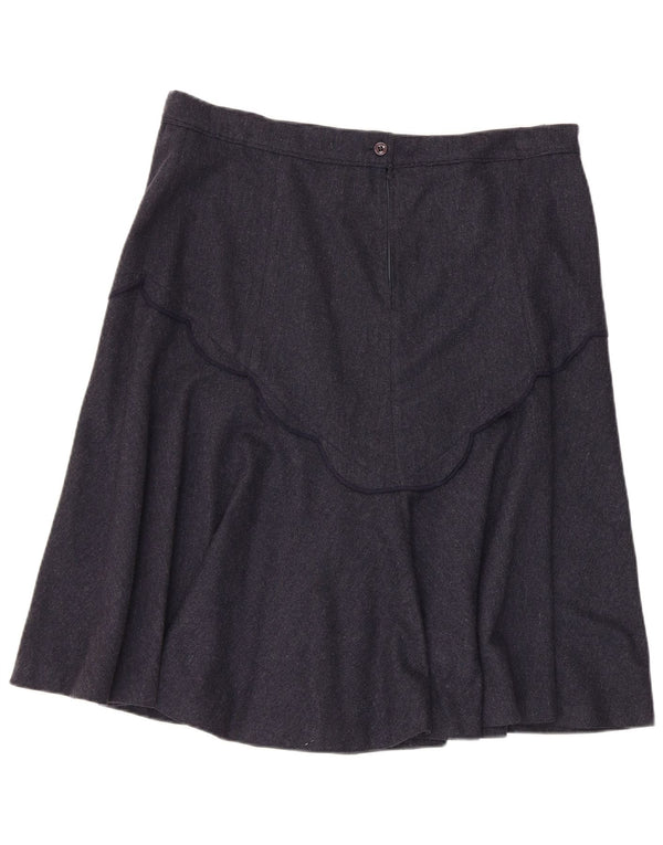 Saia larga feminina vintage EU 46 XL W36 azul marinho