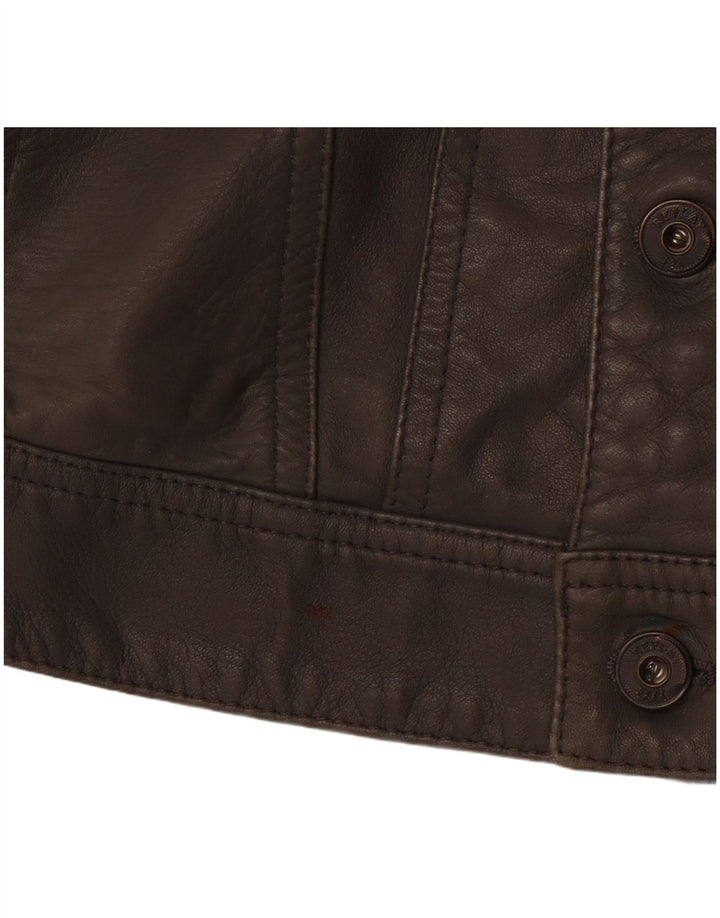 Jaqueta de couro feminina REPLAY UK 10 pequena couro cinza