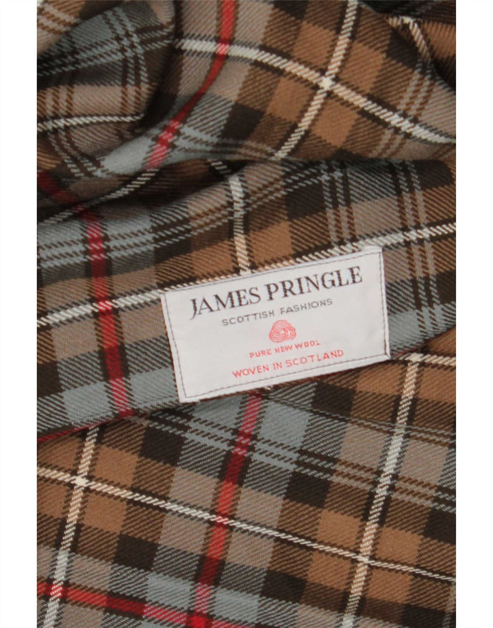 Saia feminina James Pringle Kilted Wrap W30 marrom médio xadrez lã nova