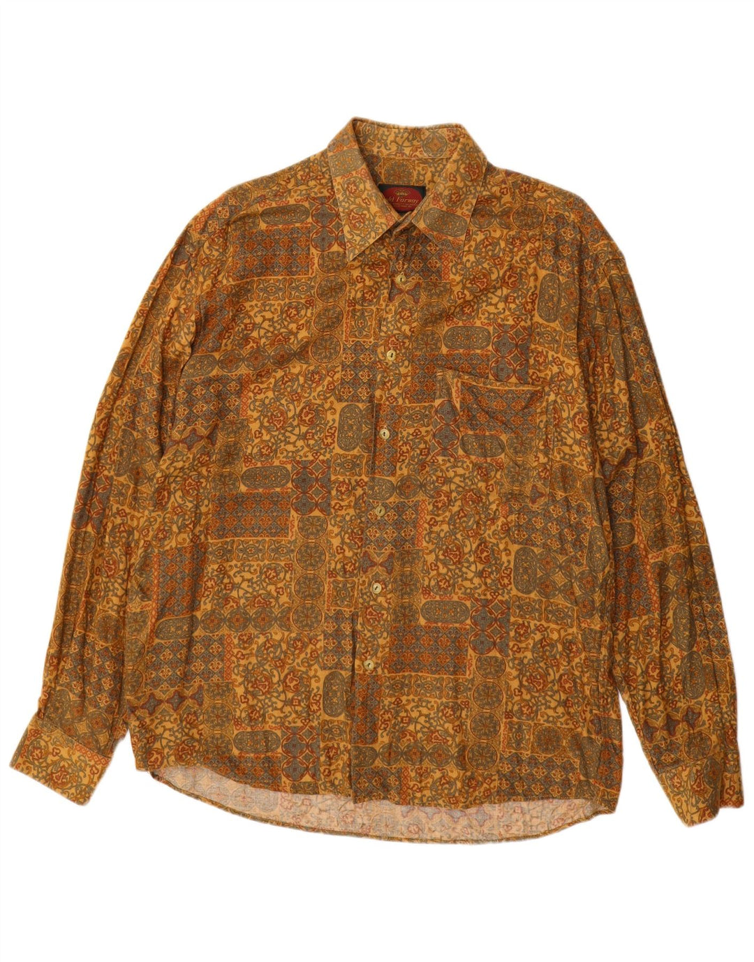 Camisa masculina OLD FARWAY tamanho 40 15 1/2 viscose paisley amarela média