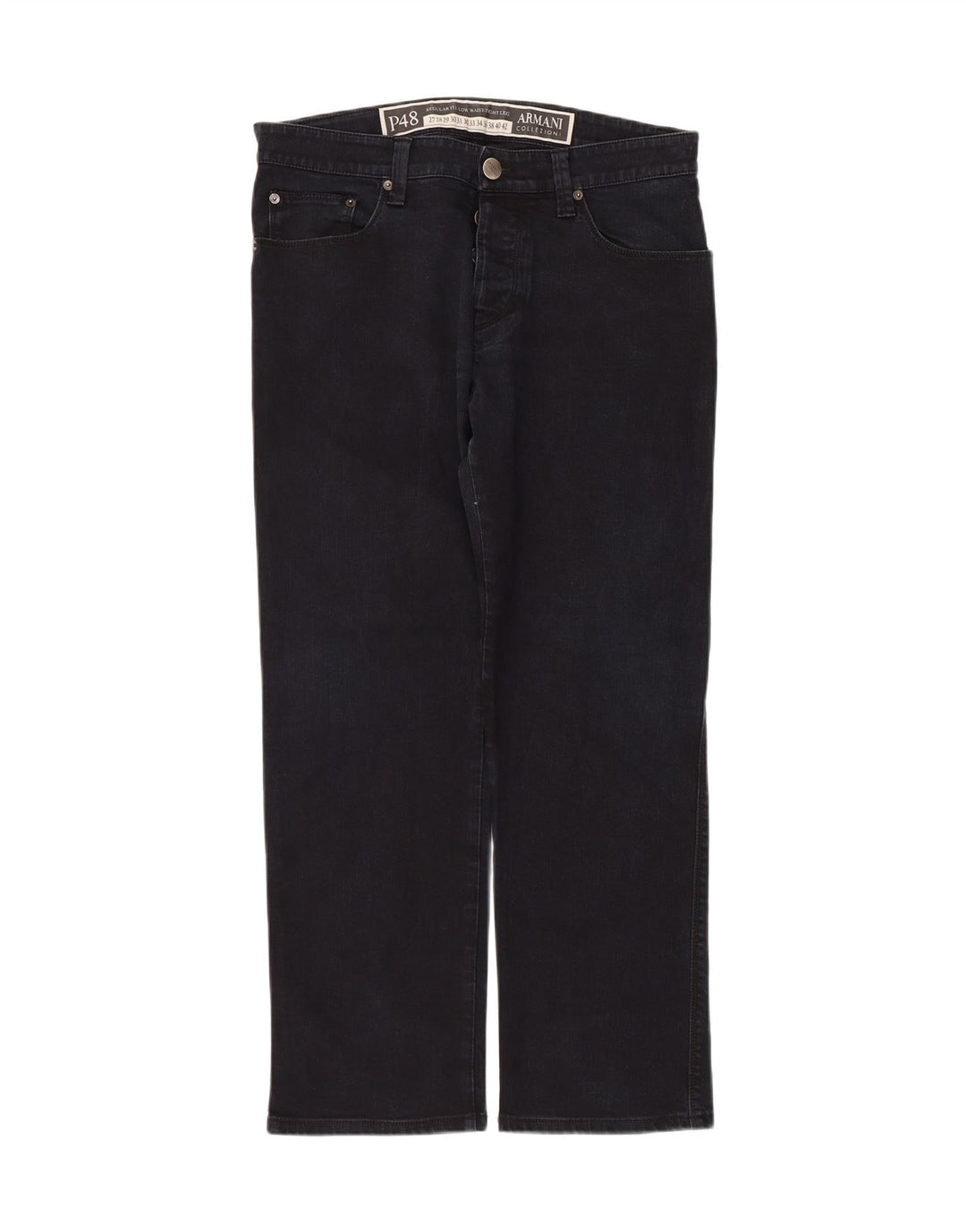 Calça jeans reta masculina Armani W32 L27 azul marinho
