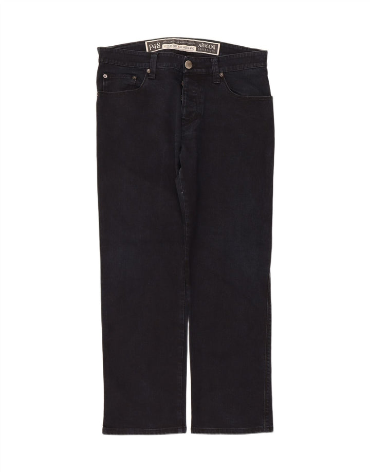 Calça jeans reta masculina Armani W32 L27 azul marinho