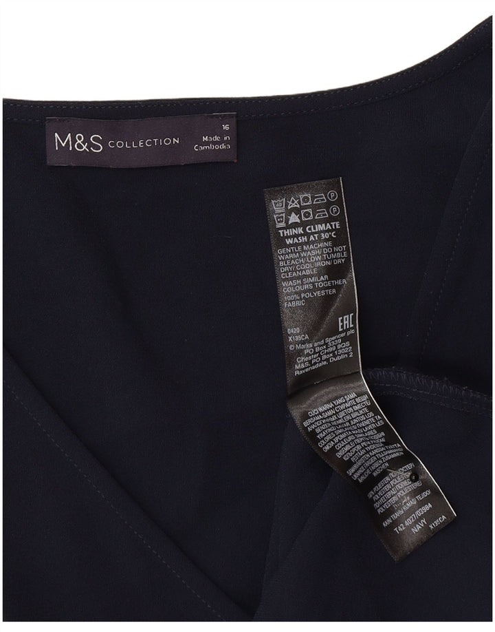 Vestido feminino Marks & Spencer manga 3/4, Reino Unido 16, grande, azul marinho