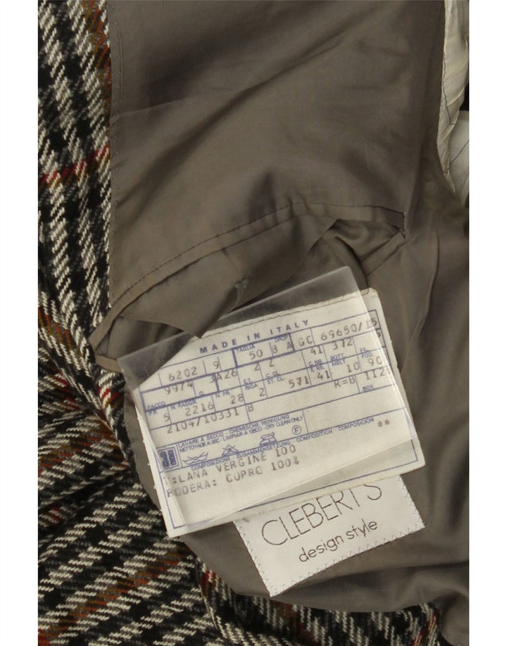 Jaqueta blazer masculina VINTAGE com 2 botões IT 50 grande lã cinza houndstooth