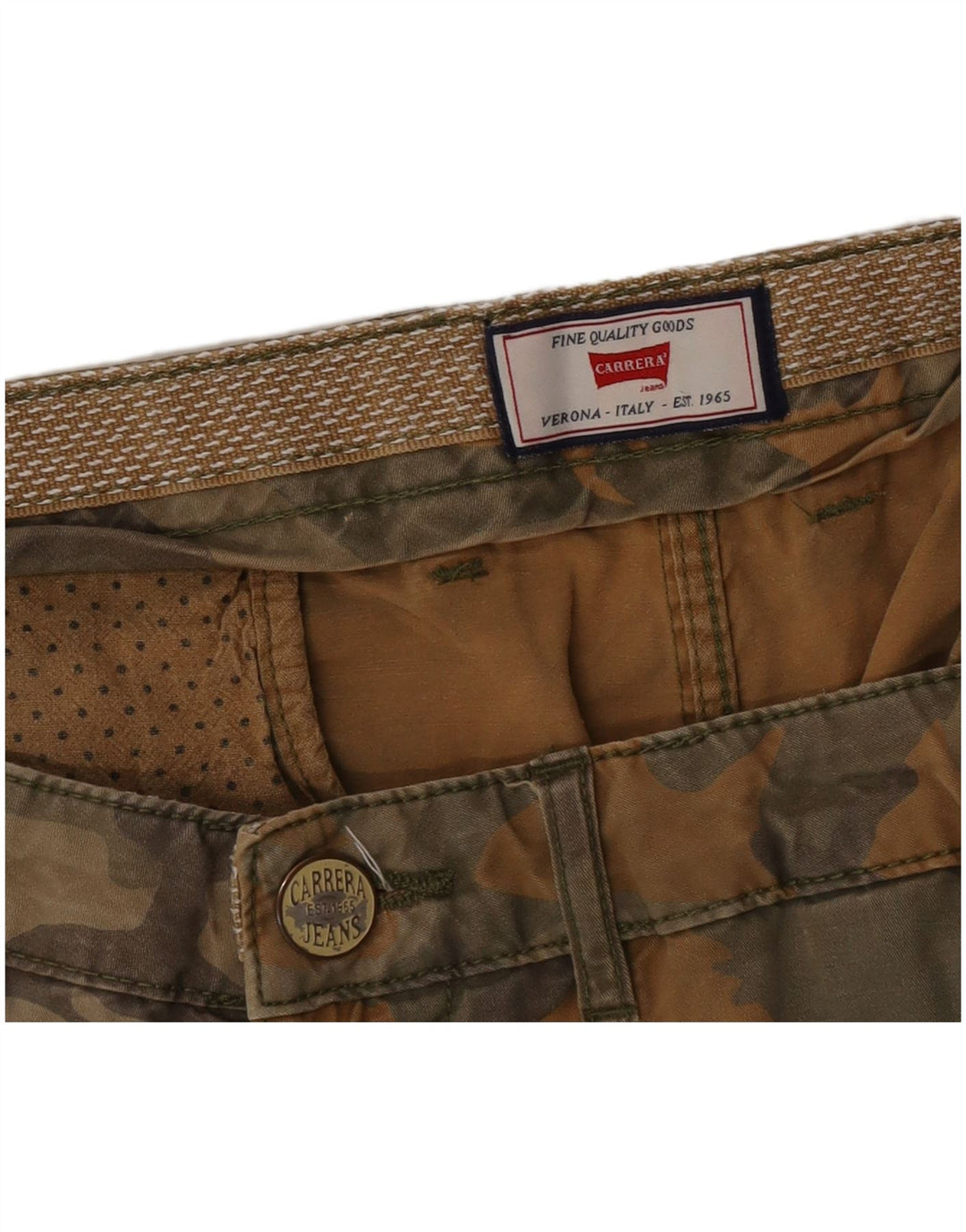 Carrera Mens Cargo Shorts W38 XL Camuflagem Cáqui