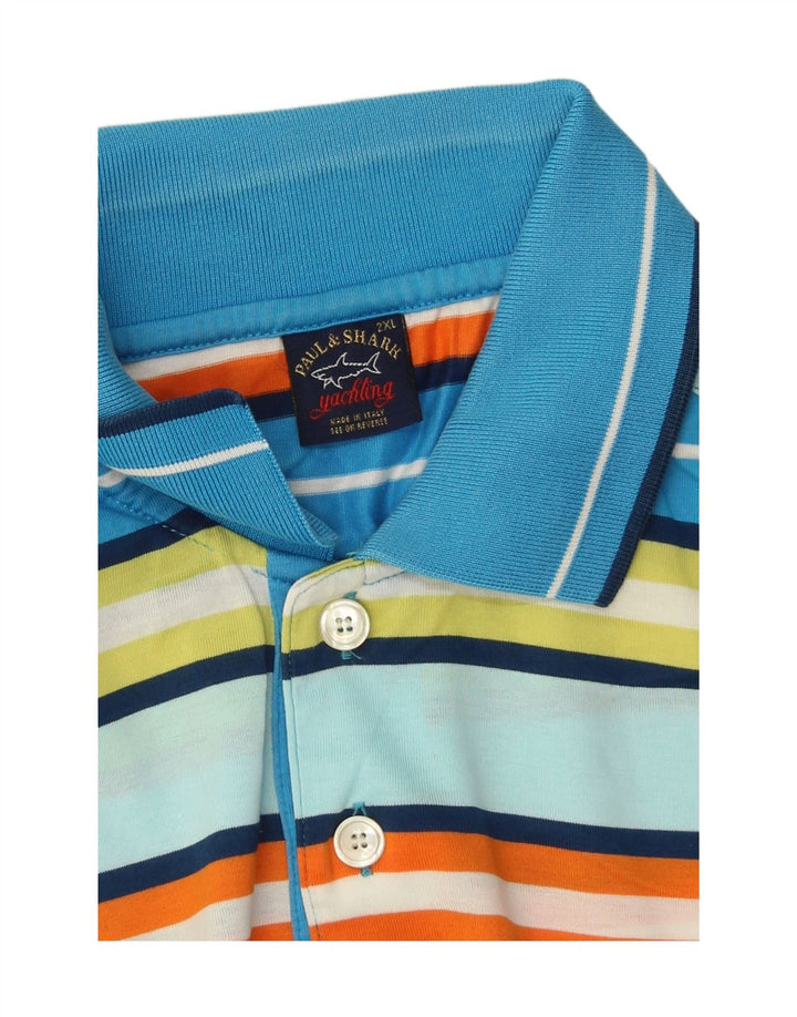 Camisa polo masculina Paul & Shark 2XL algodão listrado multicolorido