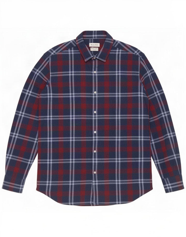 Camisa masculina Massimo Dutti grande xadrez azul marinho