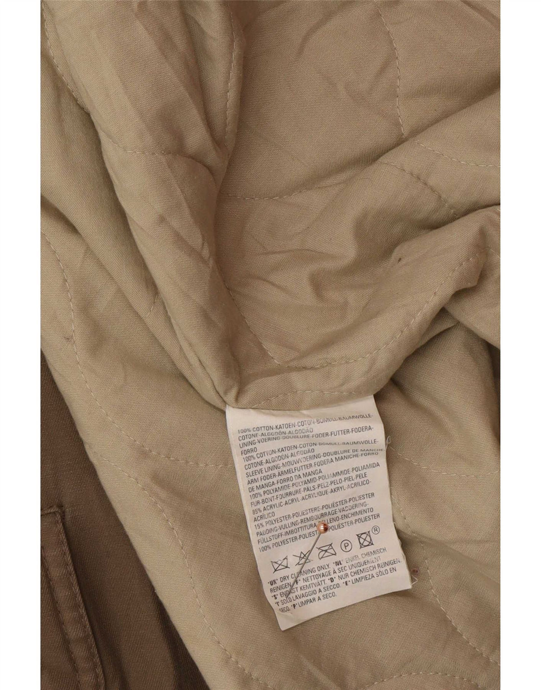Jaqueta Parka masculina com capuz Levi's UK 40 grande algodão bege