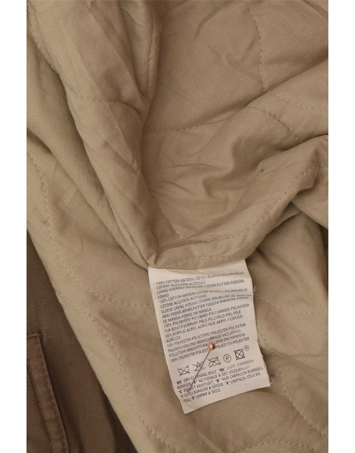 Jaqueta Parka masculina com capuz Levi's UK 40 grande algodão bege