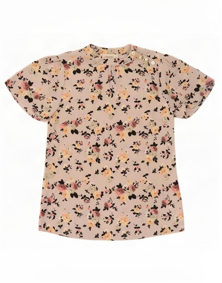 Blusa feminina Oasis UK 8 poliéster floral cinza pequeno