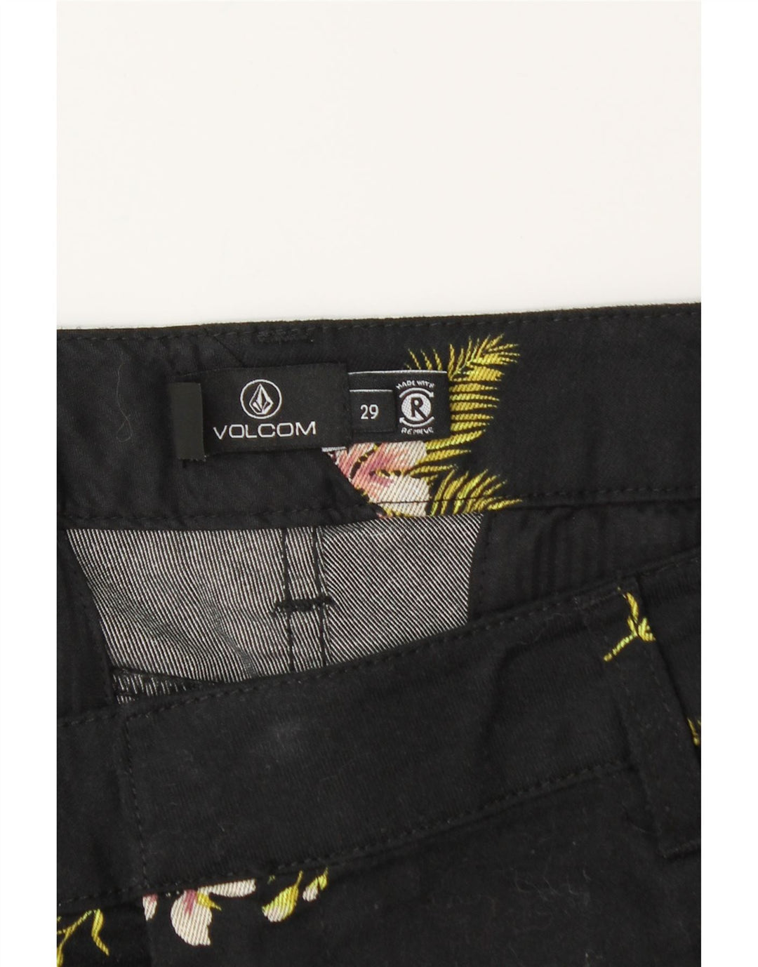 Shorts Chino Feminino VOLCOM W29 Algodão Floral Preto Médio