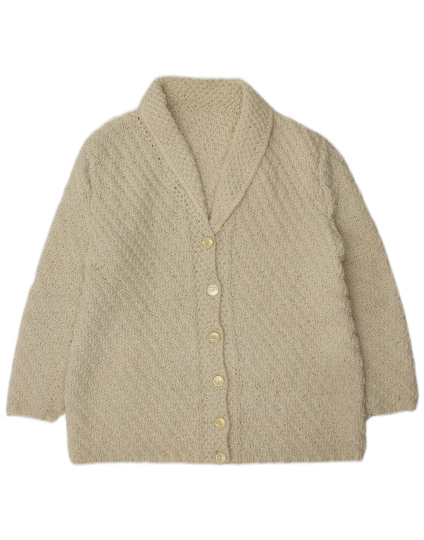 Suéter Cardigan Feminino Vintage Reino Unido 16 Grande Bege