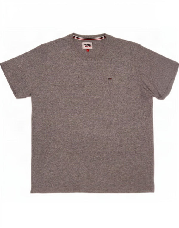 Camiseta masculina Tommy Hilfiger Top cinza médio algodão manchado