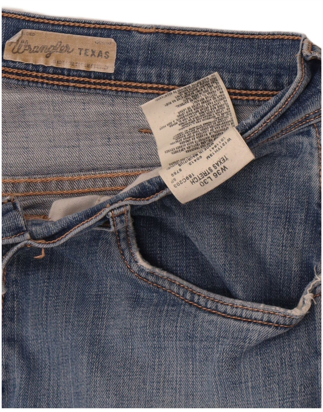 Wrangler Masculino Texas Stretch Straight Jeans W36 L30 Azul Algodão