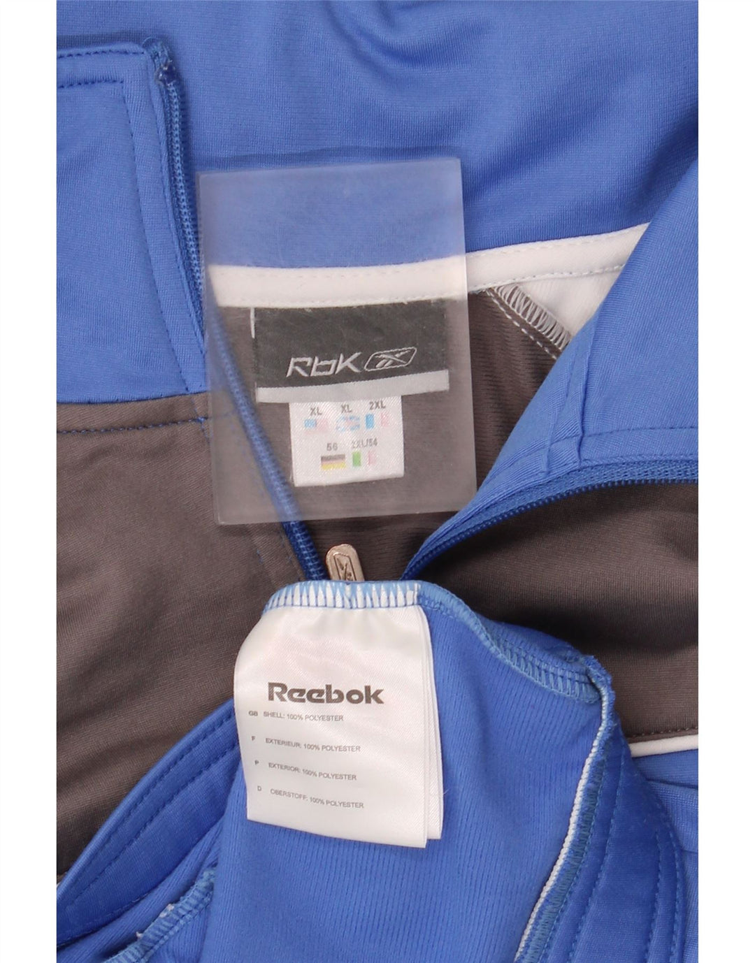 Reebok Mens Regular Fit Tracksuit Top Jaqueta XL Azul Colorblock Poliéster