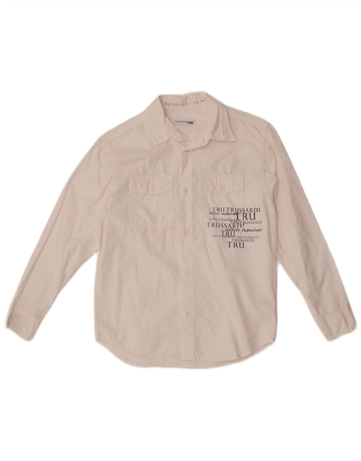 Camisa gráfica Trussardi Boys 8-9 anos algodão branco