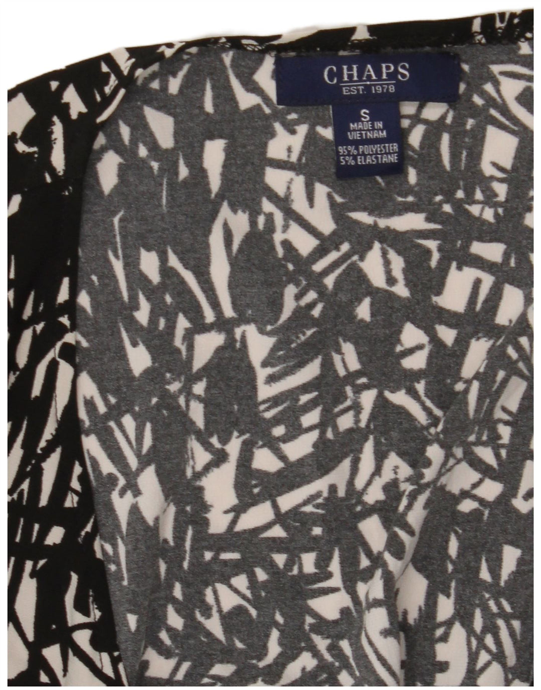 Vestido maxi feminino CHAPS Reino Unido 10 pequeno poliéster geométrico preto