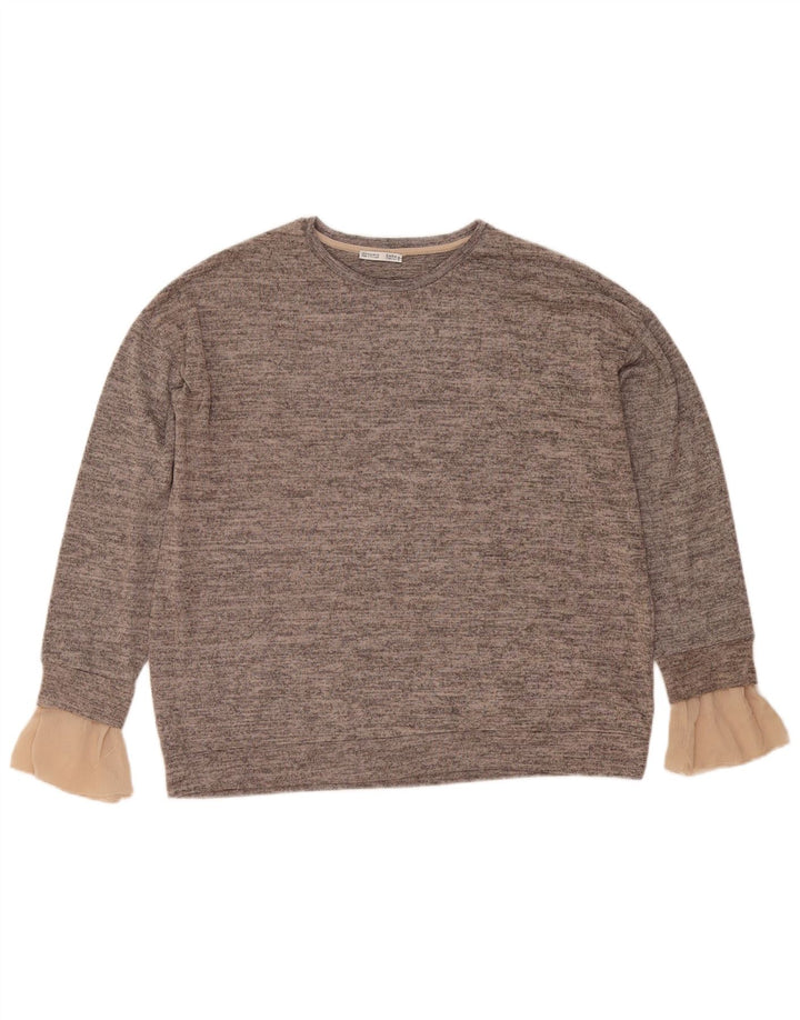 Zara moletom feminino jumper UK 14 cinza médio manchado