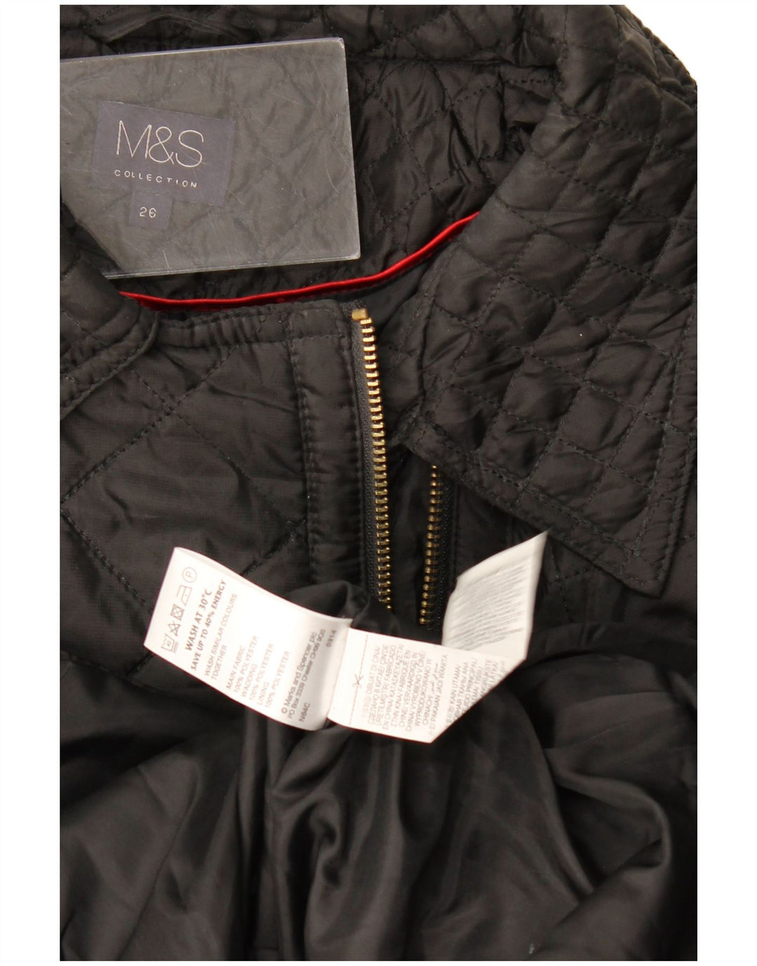 Jaqueta acolchoada feminina Marks & Spencer Reino Unido 26 XL poliéster preto