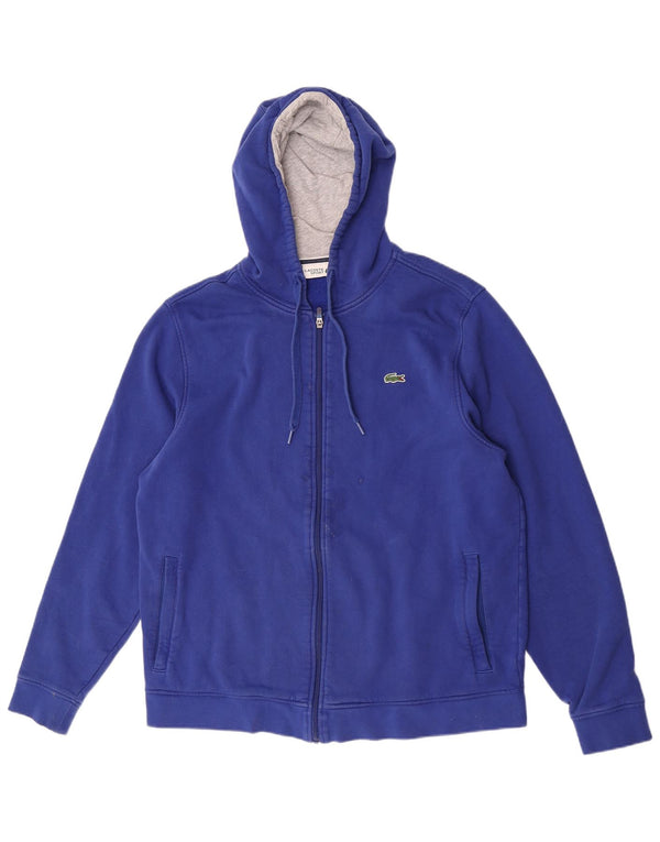 Suéter Lacoste masculino com capuz e zíper tamanho 7 2XL algodão azul