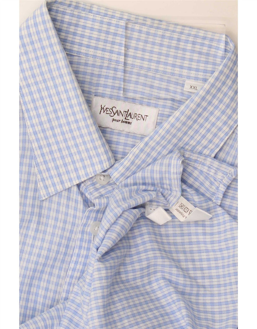 Camisa masculina Yves Saint Laurent 2XL algodão xadrez azul