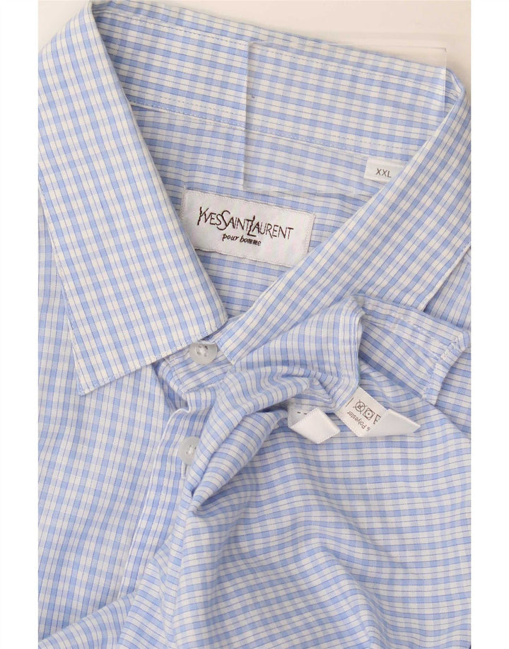 Camisa masculina Yves Saint Laurent 2XL algodão xadrez azul