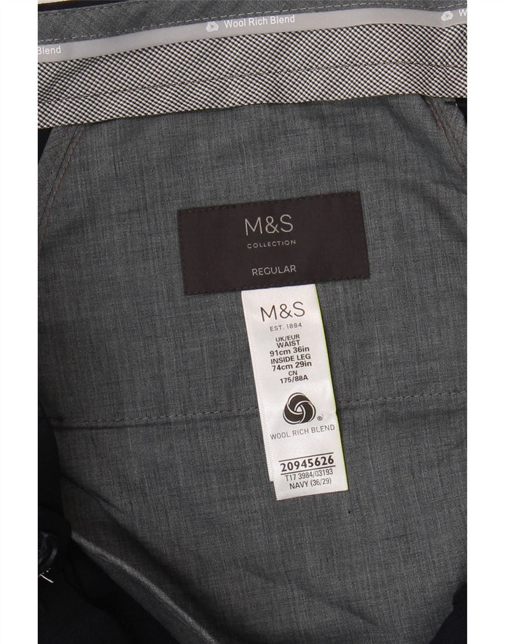 Calça masculina MARKS & SPENCER com ajuste regular W36 L29 azul marinho
