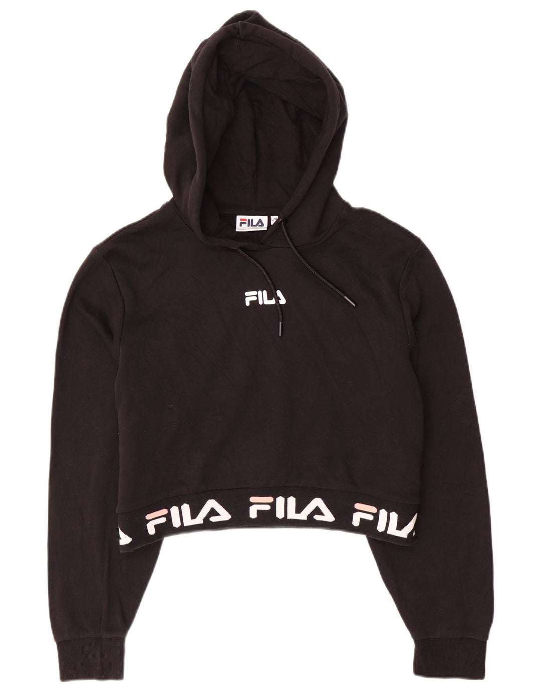 FILA Suéter feminino com capuz e estampa gráfica 13-14 anos grande algodão preto