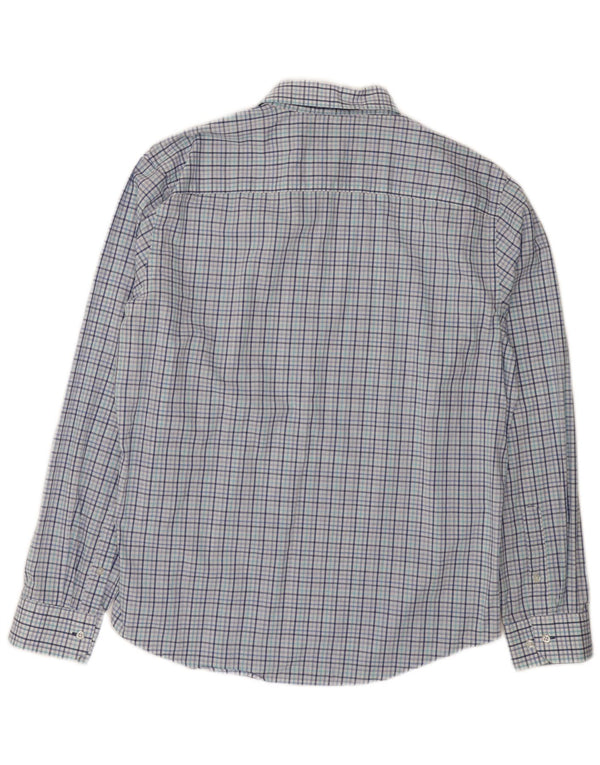 Camisa masculina Izod tamanho 16 1/2 grande algodão xadrez azul