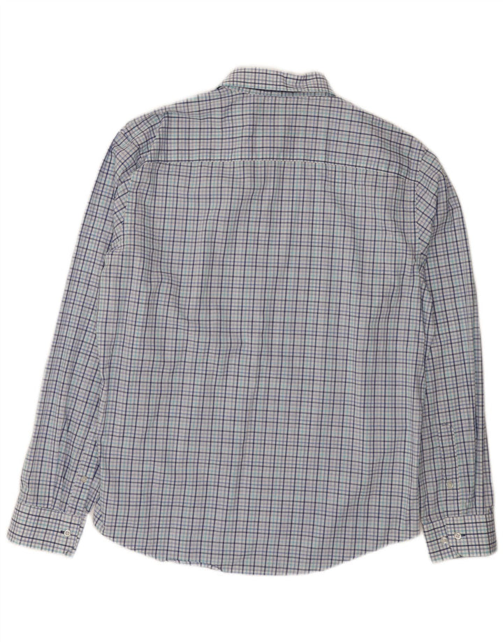 Camisa masculina Izod tamanho 16 1/2 grande algodão xadrez azul
