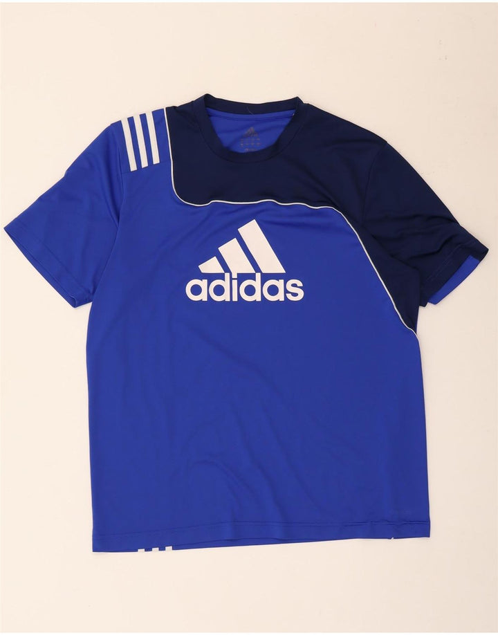 Adidas Mens Graphic T-Shirt Top Médio Azul Colorblock Poliéster