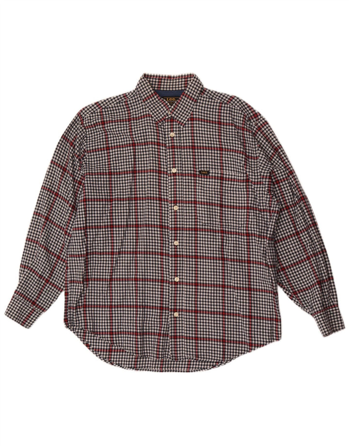 Camisa masculina Lee grande algodão guingão cinza