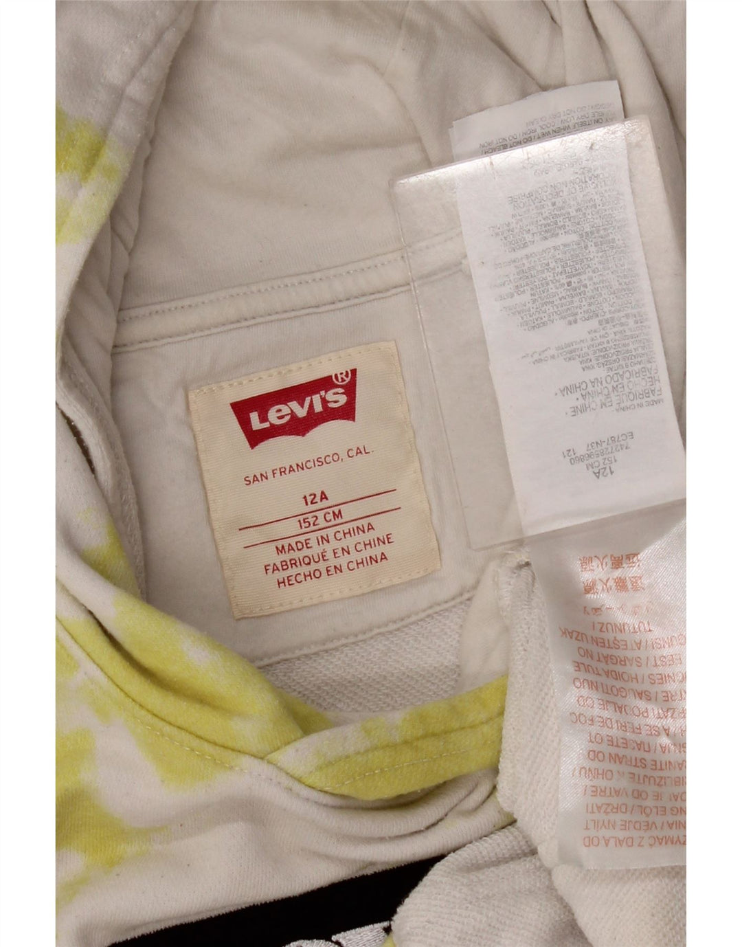 Moletom com capuz gráfico para meninas LEVI'S 11-12 anos branco tie-dye algodão