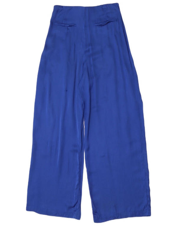 Zara Calça feminina casual cintura alta perna larga médio W28 L30 azul