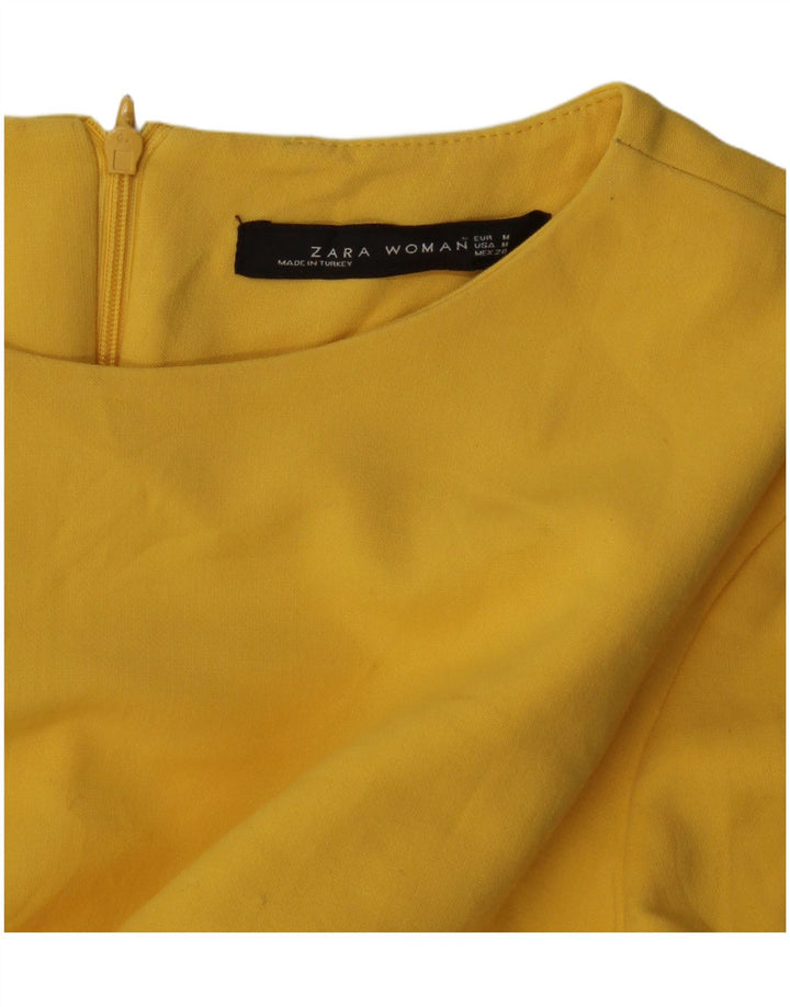 Vestido feminino Zara com manga 3/4 UK 14 amarelo médio