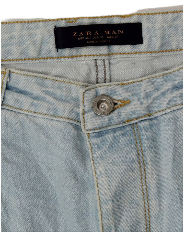 Zara Mens Straight Jeans EU 40 Médio W31 L33 Azul Algodão