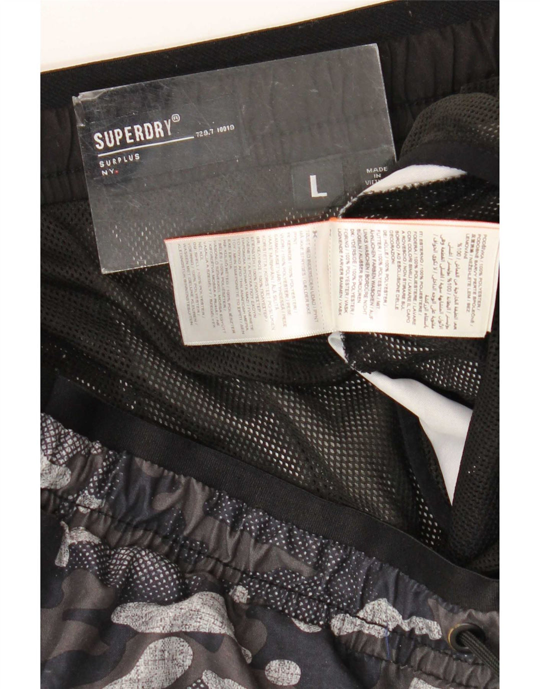Shorts de natação masculino Superdry grande poliéster camuflado multicolorido