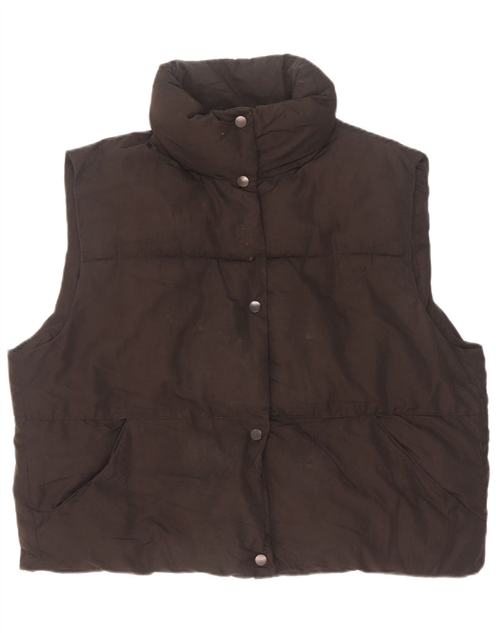 Zara Womens Oversized acolchoado Gilet UK 14 médio preto poliéster