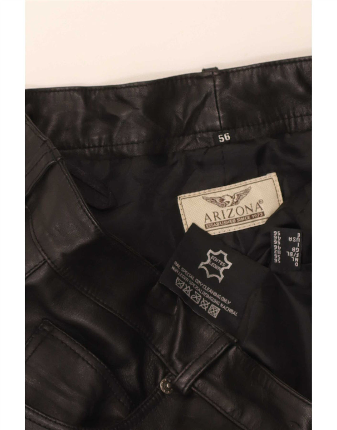 Calça masculina reta de couro Arizona W36 L32 preta