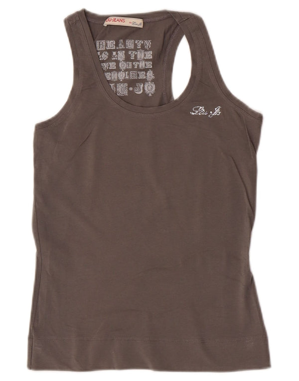 Liu Jo Colete Feminino Top UK 6 XS Algodão Cinza