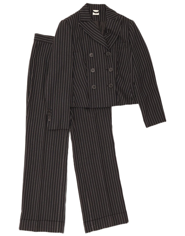 Terno feminino vintage de 2 peças Reino Unido 12 médio W28 L30 listrado preto
