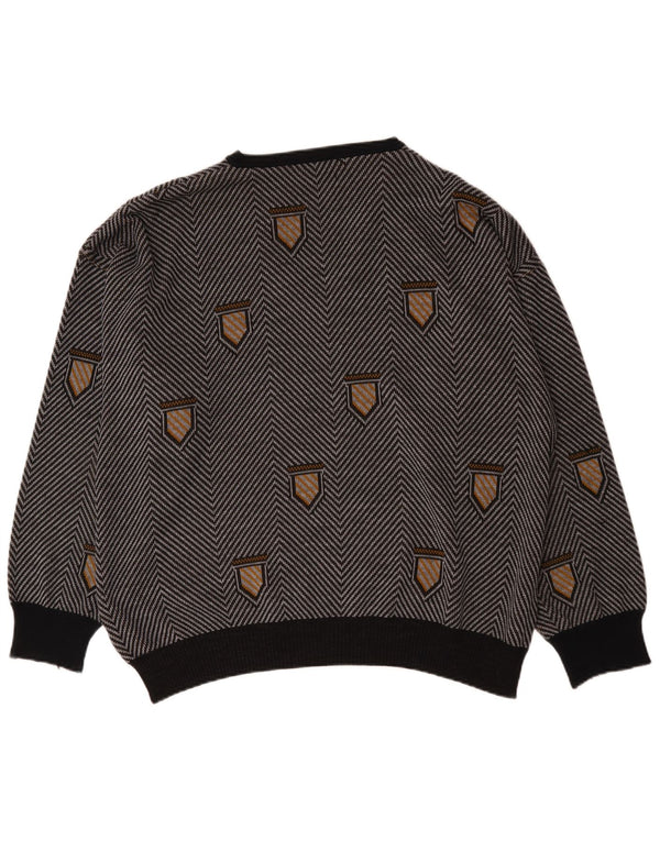 Bentley Mens V-Neck Jumper Sweater 3XL Grey Chevron