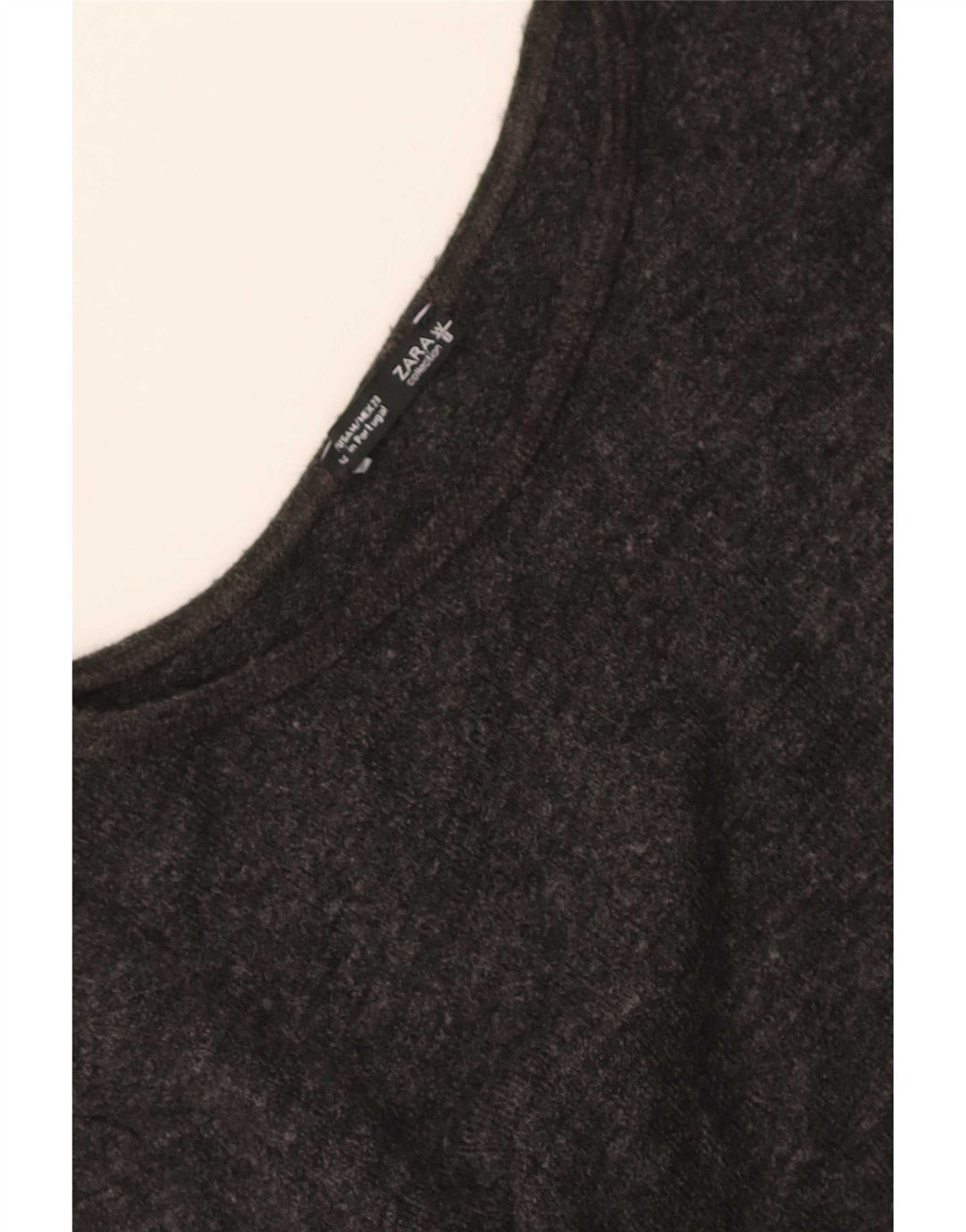 Zara Womens Crop Top Manga Longa Reino Unido 12 Médio Cinza