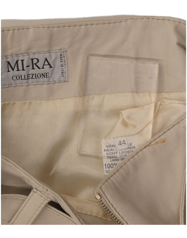 Saia feminina de couro VINTAGE IT 44 médio W28 couro cinza