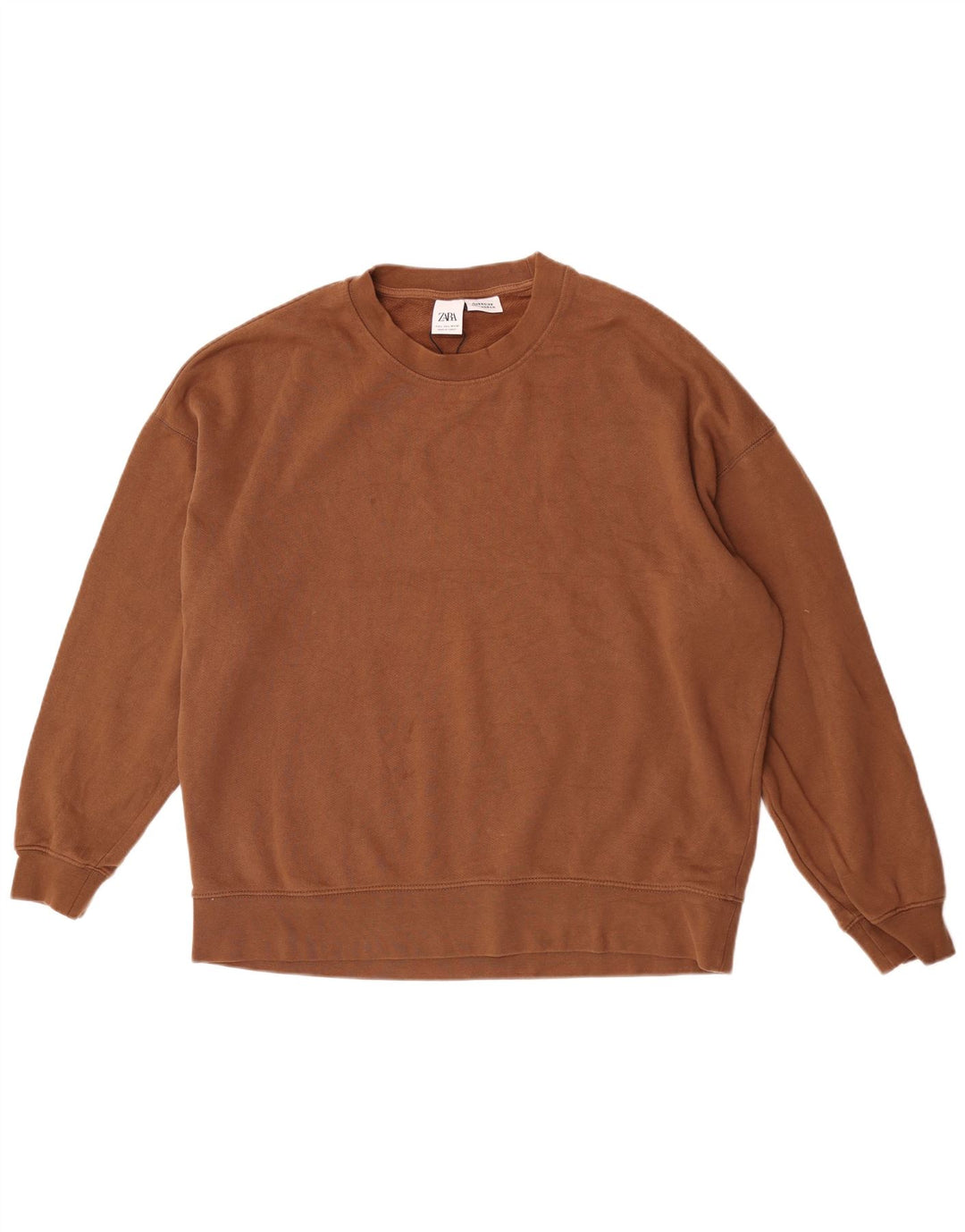 Zara moletom masculino oversized jumper grande algodão marrom