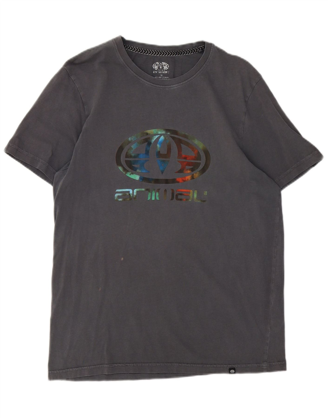 Camiseta Animal Masculina Gráfica Top Algodão Cinza Médio