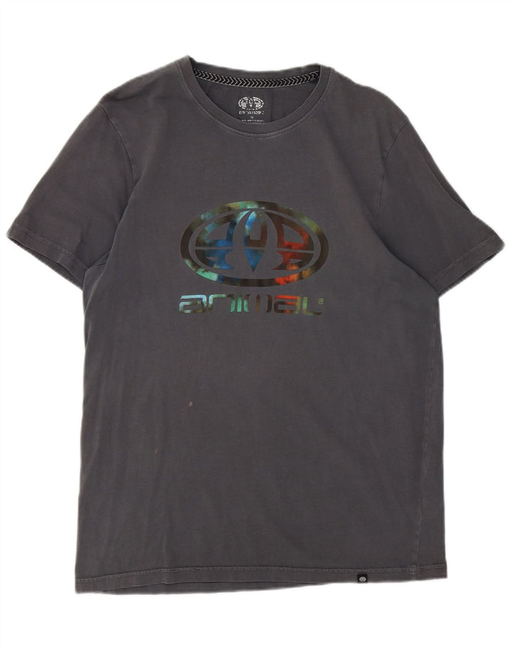 Camiseta Animal Masculina Gráfica Top Algodão Cinza Médio